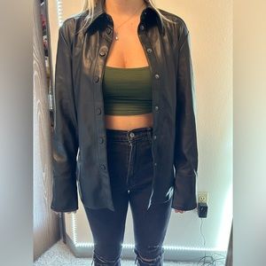 Black Zara leather jacket size medium